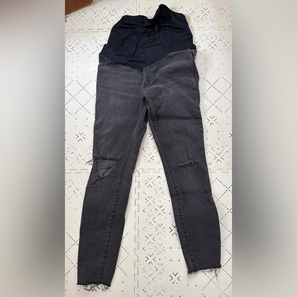 Madewell Maternity Distressed Black Skinny Jeans